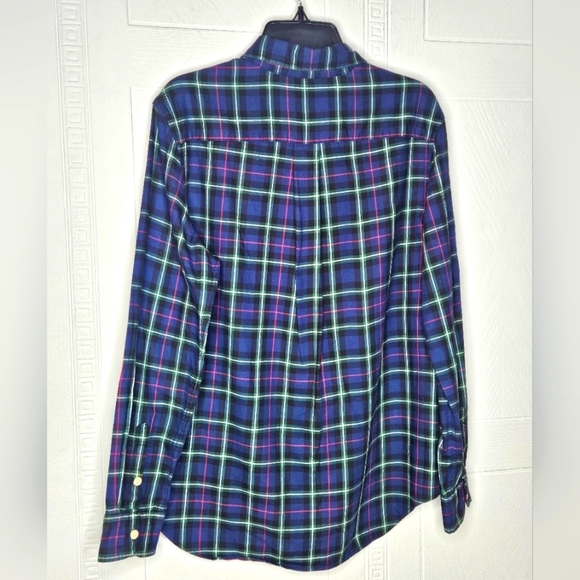 Ralph Lauren Boy Tartan Plaid Button Down Long Sleeve Shirt Navy L (14-16) - Picture 2 of 11